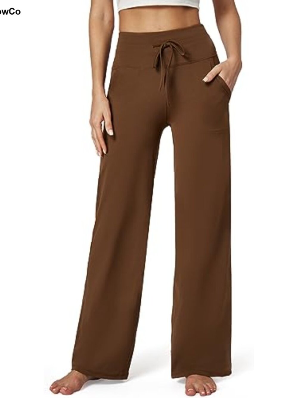 Wide Leg Yoga Pants High Waist Stretch Dress Pants with Pockets